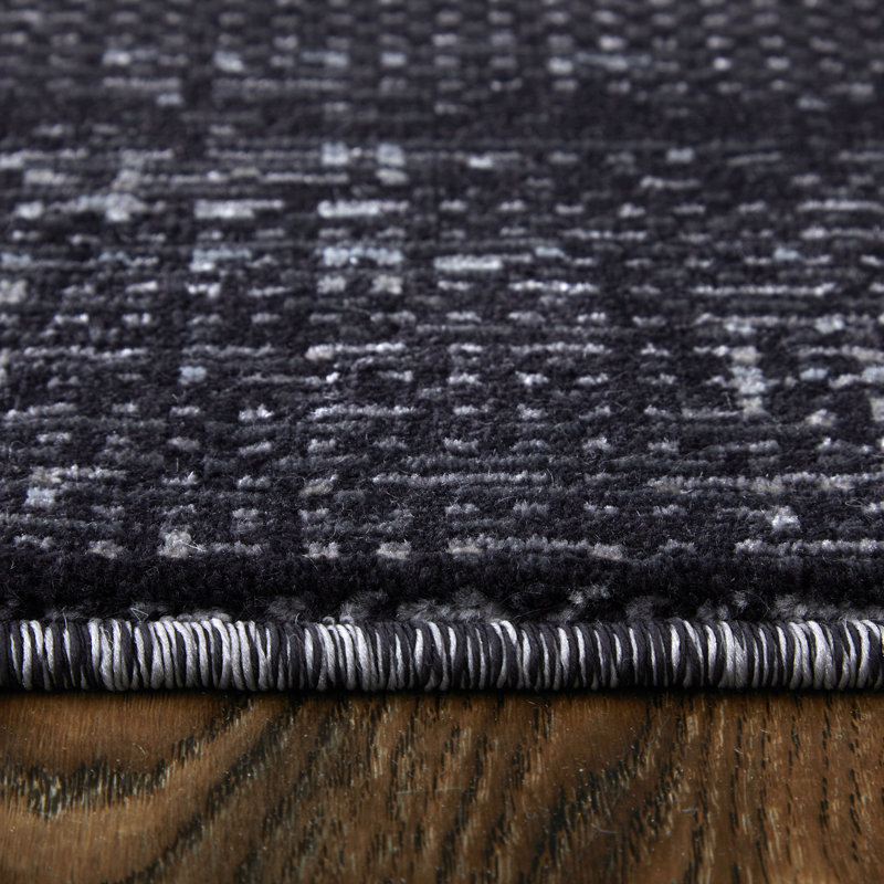 Esser Modern Solid, Accent Rug, Rectangle 2' x 3', Black/Silver/Gray