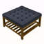 Grande table basse avec repose-pieds rembourré en lin capitonné avec tablette et cadre en bois de hêtre, repose-pieds surdimensionné pour le salon, bleu marine