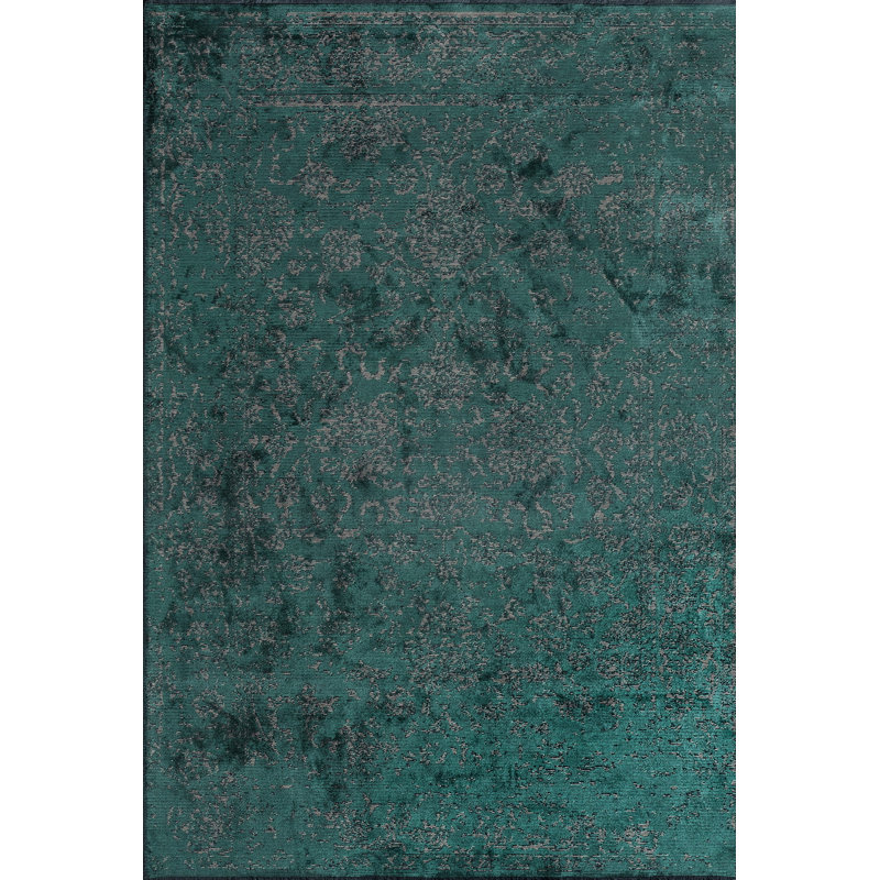 Green Toile Luxury Area Rug, Rectangle 7'10" x 9'10"