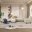 Ensemble de canapés en velours côtelé 4 pièces, canapé modulaire en L avec repose-pieds, causeuse et fauteuil simple-981230738