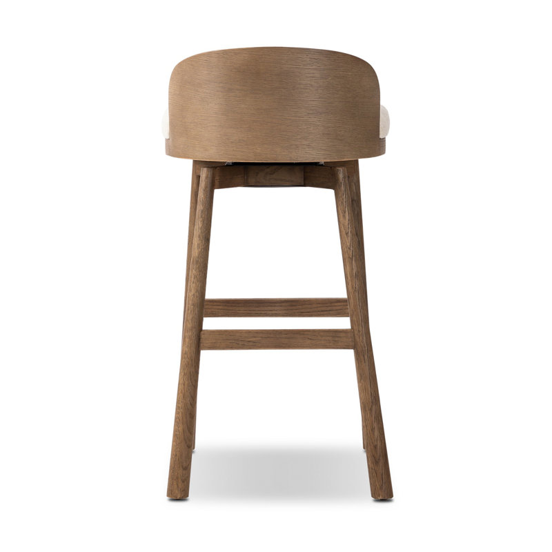 Cloris Swivel Stool-Altair Sienna-Counter & Bar, Bar Stool (30.91" Seat Height), Thames Cream Polyester Blend, Drifted Oak
