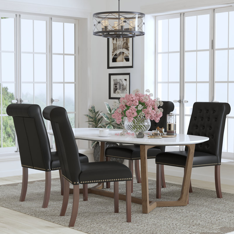 Feige Parsons Chairs-Rolled Back, Accent Nail Trim, Black