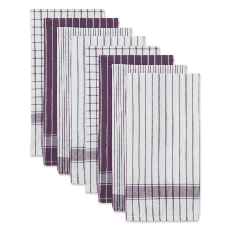 Cotton Stripe Tea Towel Kitchen Towel, Eggplant