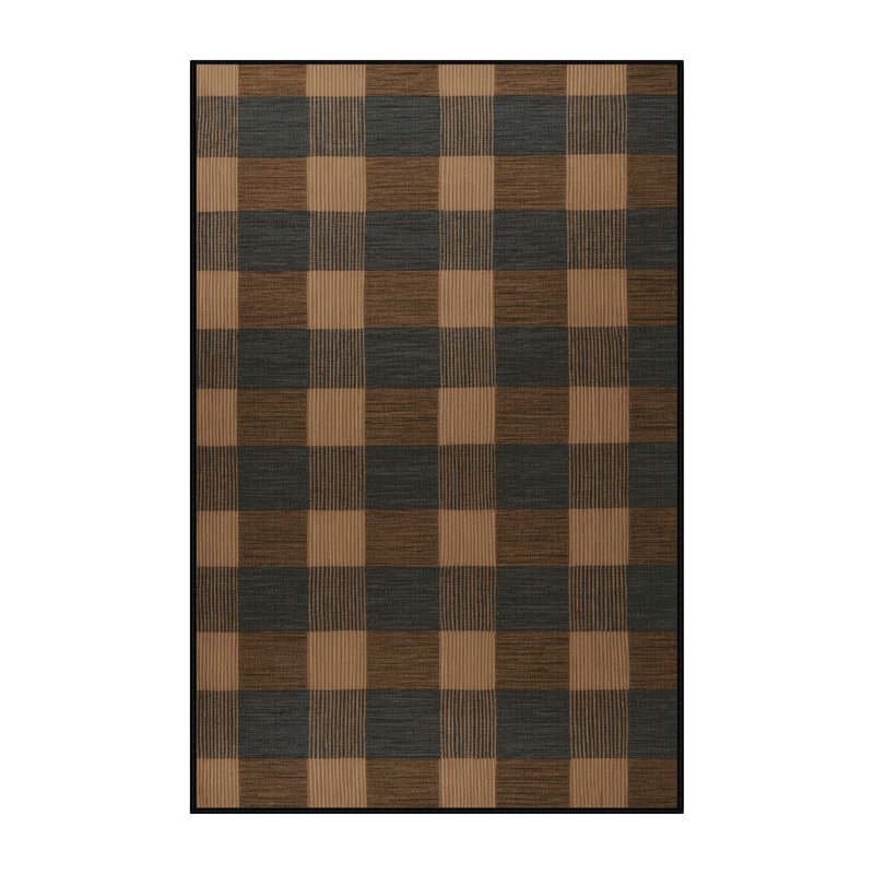 Tapis brun à carreaux lavable à la machine