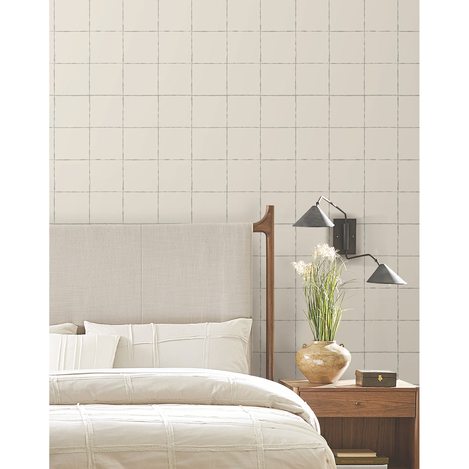 La Vitre Plaid Wallpaper, Gray