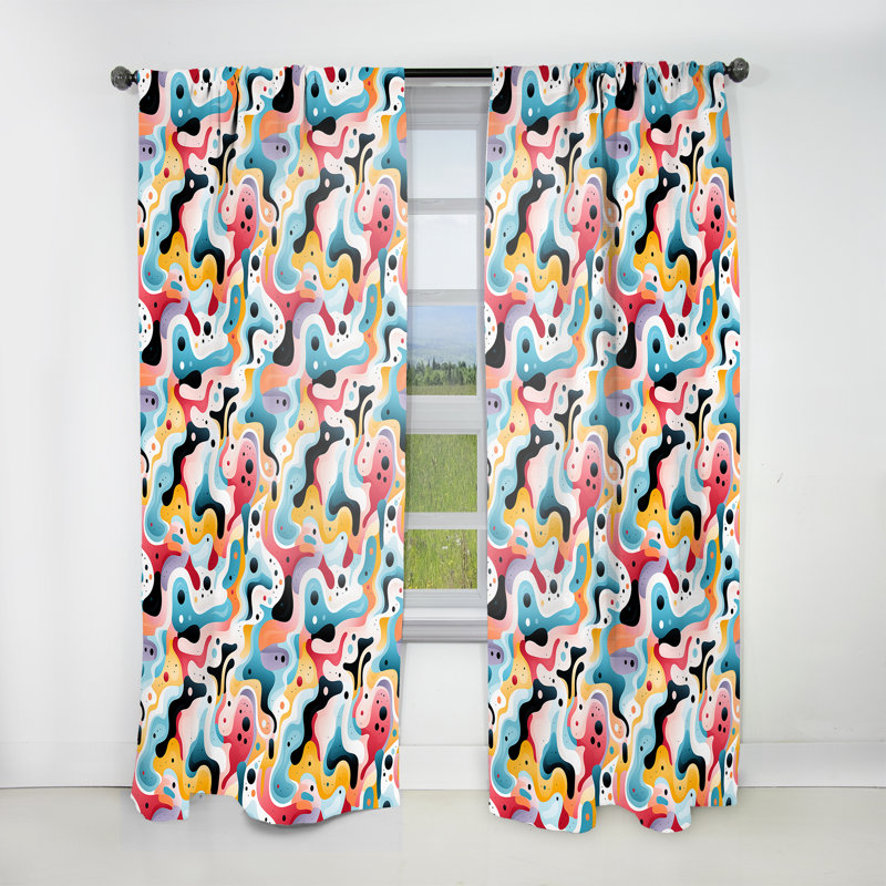 Rideau obscurcissant Mid-Century à motif géométrique pastel Mid-Century - 1 panneau, L 52 po x L 108 po