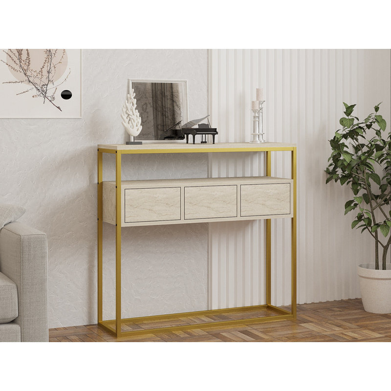 Asse Home Console Table, Travertine, 90cm H x 70cm W x 34cm D