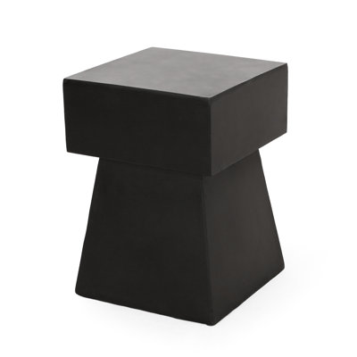 Modern Side Table With Lightweight Concrete, Black, No Assembly, Pedestal Form - 13.47In Depth X 18.48In Height, Contemporary, Magnesium Oxide Contemporary In Shape, Assembly Required 13.47W 18.48H