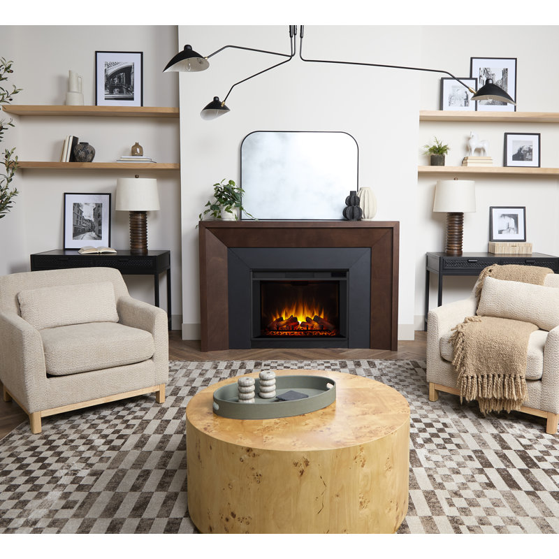 Brooks 64" Grand Electric Fireplace by Real Flame, Dark Brown Wood