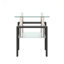 Table de bout de table basse en verre trempé 1 pièce, table de bout carrée pour salon, transparent / noir, table-32418052-32418053