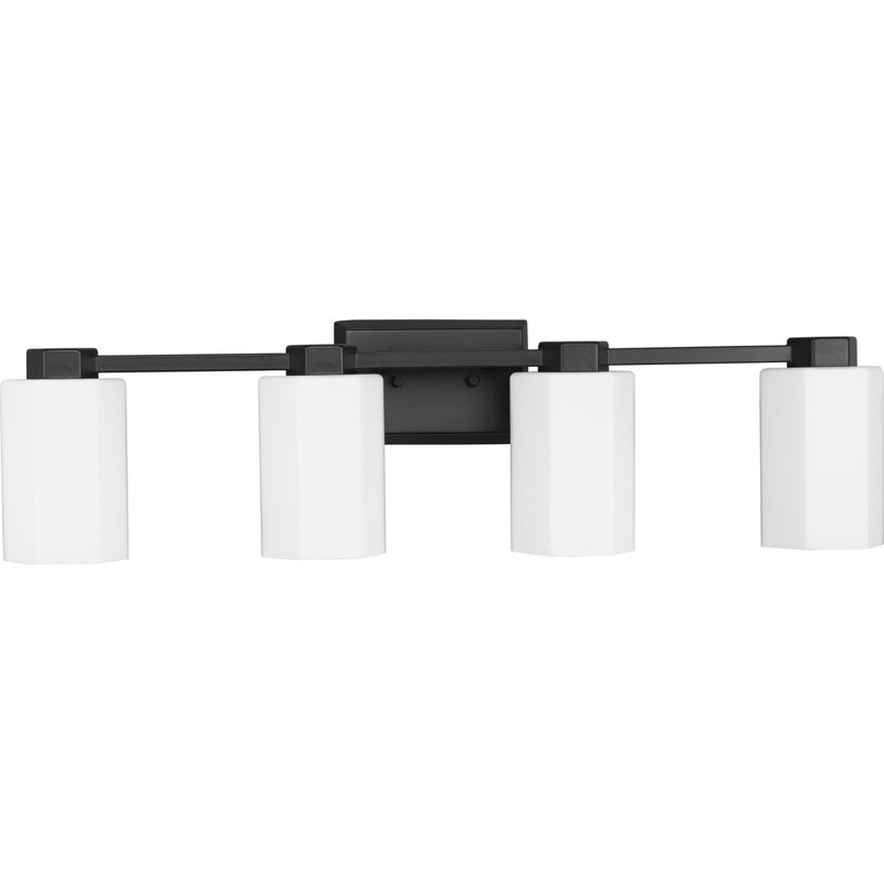 Estrada Matte Black 4-Light Vanity with Opal Glass Shades