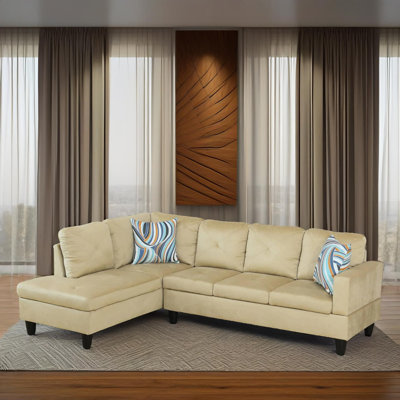 103" Verona  Beige Flannel 2-Piece Left Facing Sectional Sofa Set With Chaise