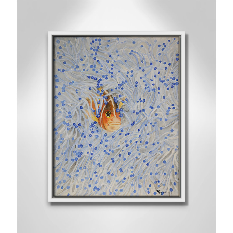 Imprimé poisson clown par Mike Ragan pour , H 15,5 po x l 12,5 po, Blanc