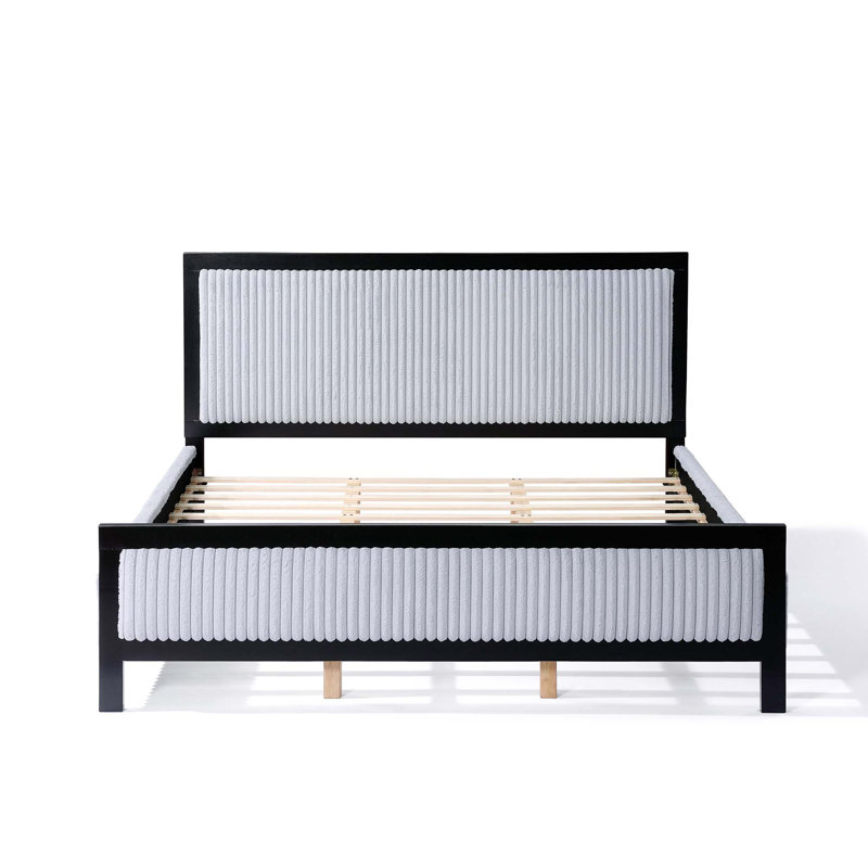 Upholstered Bed With Fluffy Soft Headboard, King