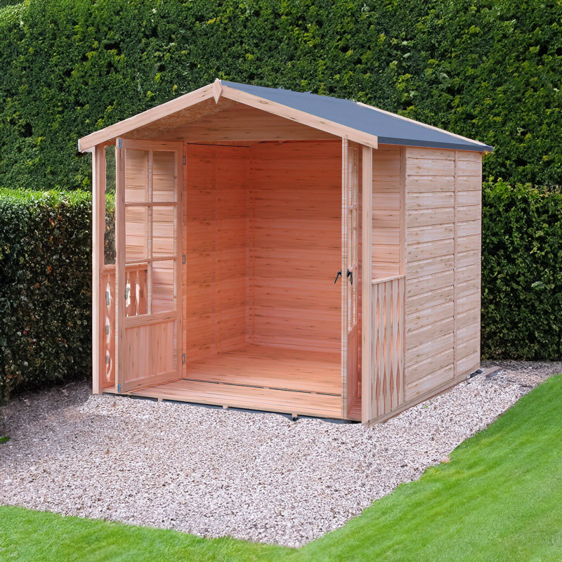 7 x 7 Ft Shiplap Summer House with Veranda and Safety Glazing, No