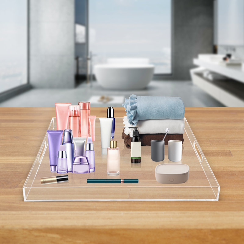 Plateau de service acrylique, H 1,97 po x l 23,62 po x P 23,62 po
