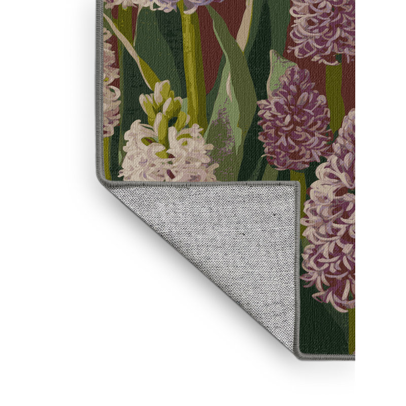 Tapis gris botanique lavable à la machine, Rectangle 2 pi x 3 pi