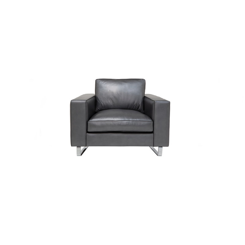 Soho Leather Armchair, Cobalt (Dreamer), Stainless Steel