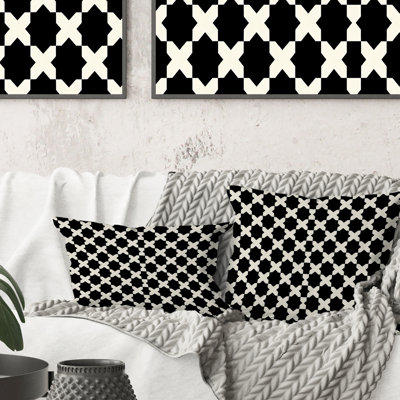 Coussin moderne noir Houndstooth IV - moderne