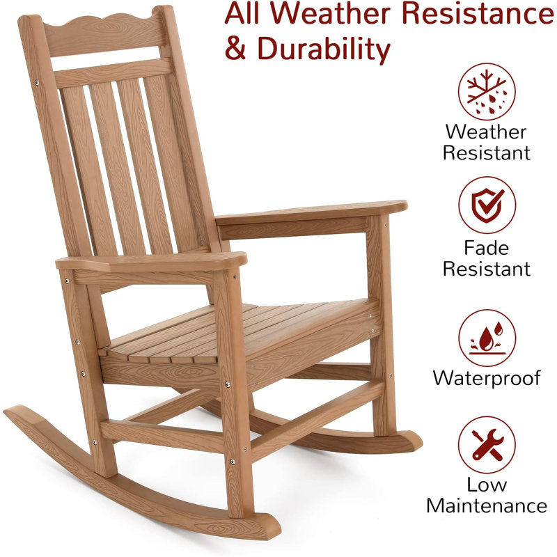 Chaise berçante d'extérieur Lisann, Teck