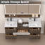 Ensemble de meuble-lavabo double mural 72 po avec plateau en pierre reconstituée et armoire de rangement modulaire-131990528