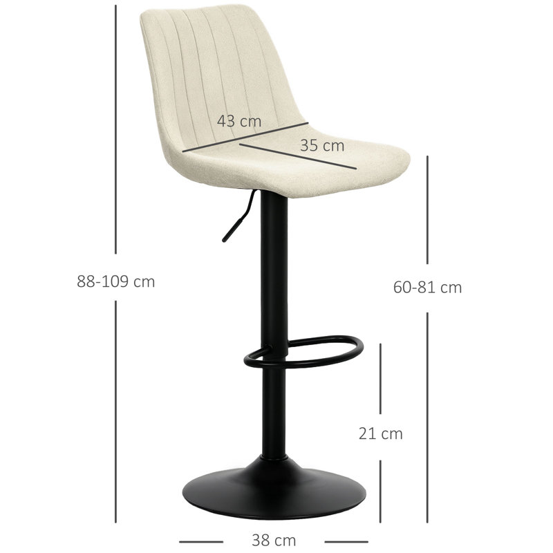 Styner Swivel Upholstered Adjustable Height Counter Stool with Metal Frame, Beige