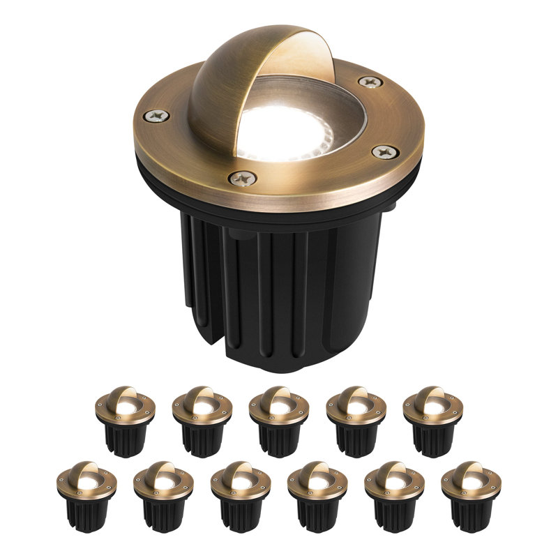 Éclairage extérieur à DEL pour puits en laiton, ampoule au sol 12 V, avec ampoule MR16 et base Swival, sommet de balise, 2 700 K, paquet de 12