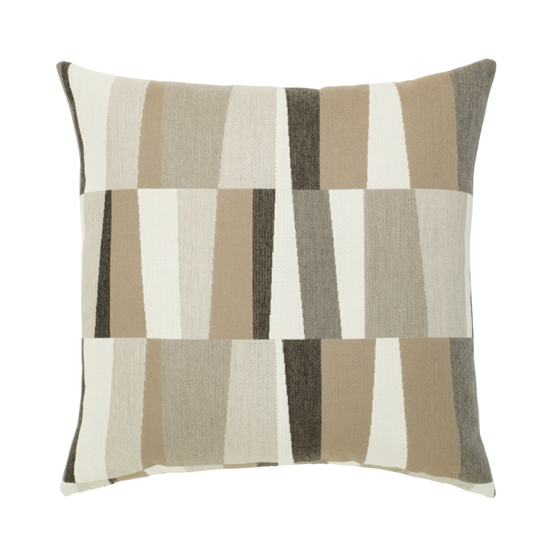 Strata Grigio Outdoor Square Sunbrella® Pillow Cover & Insert, Gray/White/Mocha