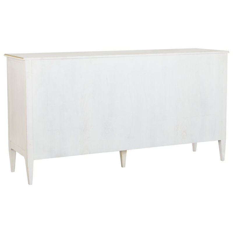 Camille 7 - Drawer Solid Wood Dresser, Linen/Antique Gold