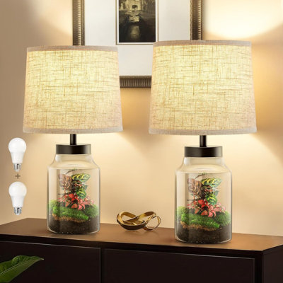 Bedside Lamp with Clear Glass Fillable
