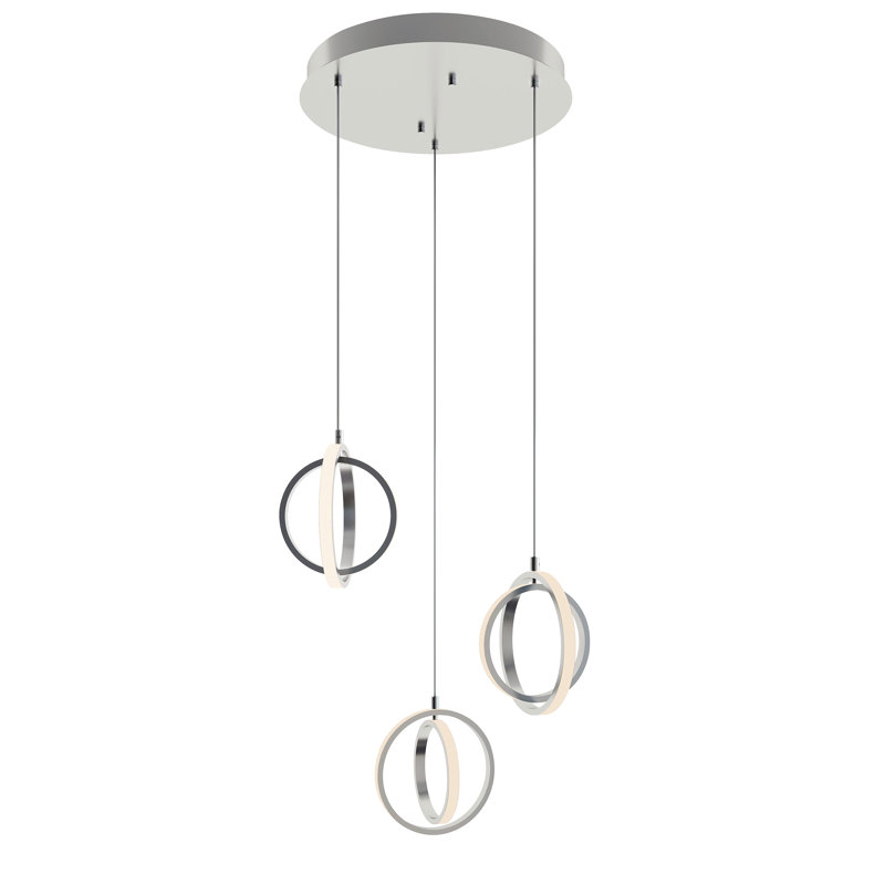 3 - Light LED Cluster Pendant, Satin Nickel