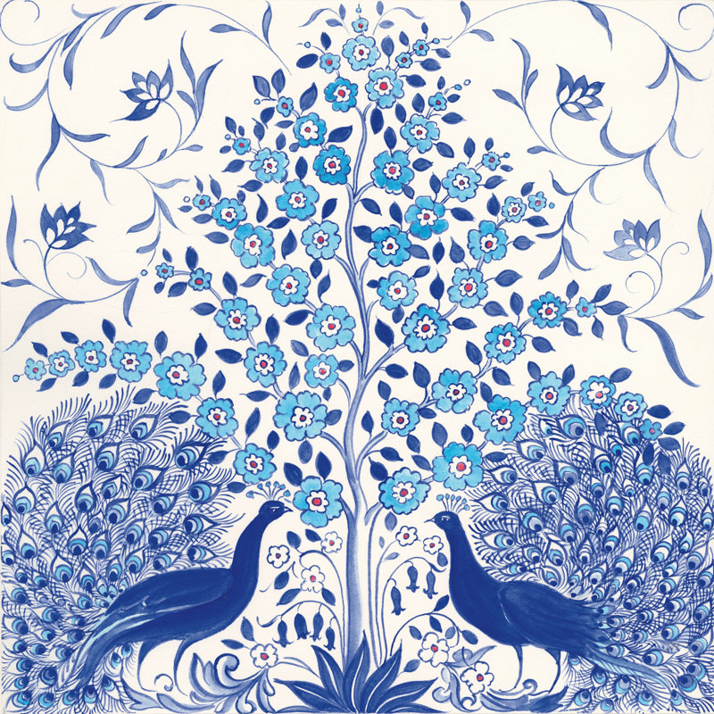 Peacock Garden VIII by Miranda Thomas - No Frame Painting on Canvas, 76cm H x 76cm W