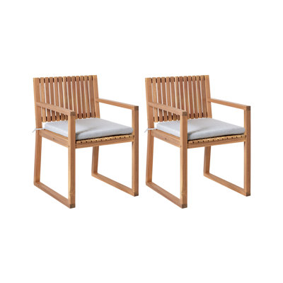 Set of 2 Garden Chairs with Cushions SASSARI PREMIUM Certified Acacia Wood