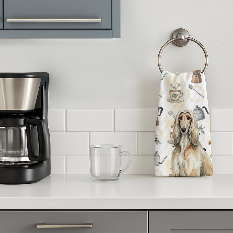 Afghan Hound Coffee Bar Kitchen Towel, Afghan Hound