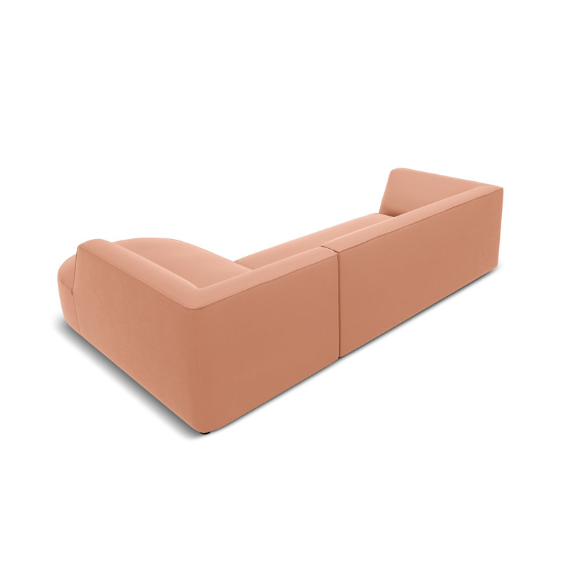 Adoraim 4 Seater Velvet Sofa & Chaise, Pink, Right Hand Facing