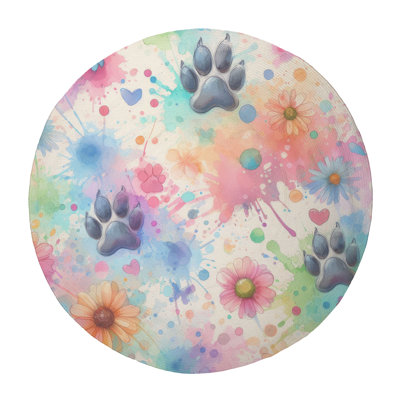 Pet Paw Splash Prints Braided Rug