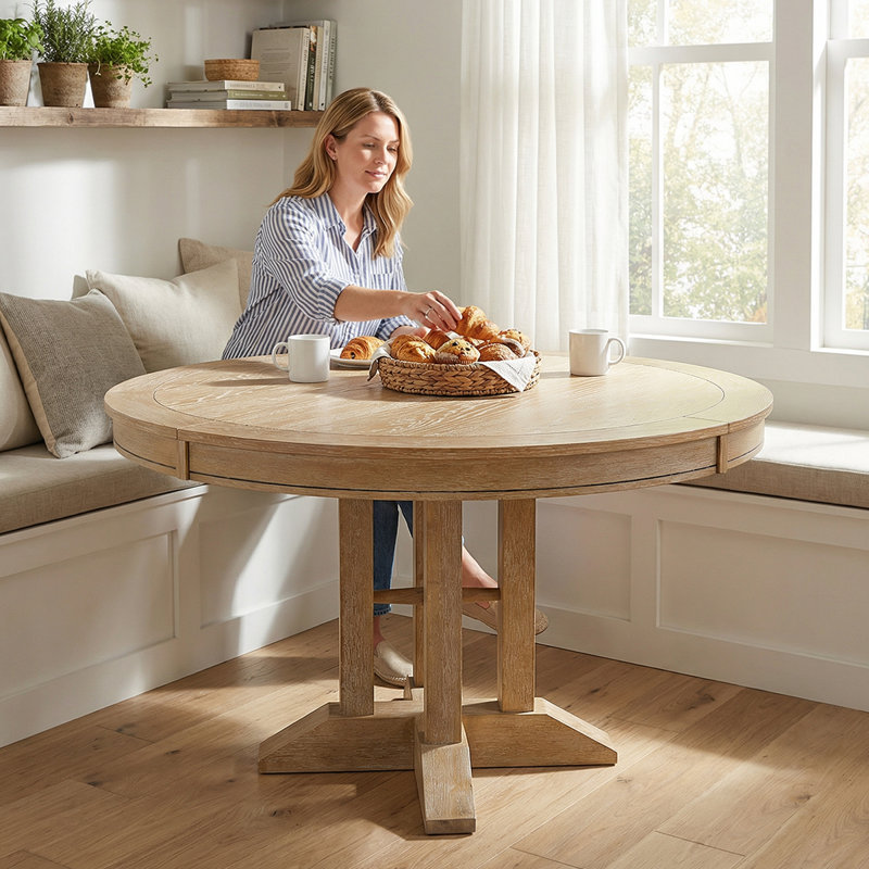 Table de salle à manger extensible Farmhouse, Bois naturel
