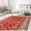 Tapis unique en laine noué à la main 6 pi 1 po x 9 pi nouvel âge Ocelia en rouge foncé / brun