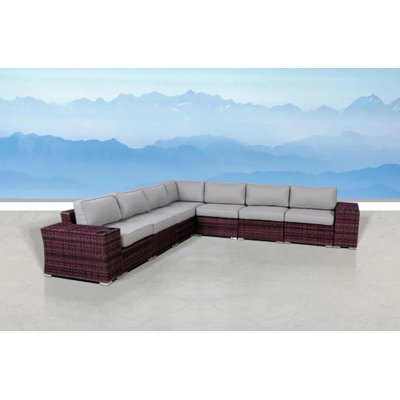 Ensemble de conversation pour 6 personnes avec coussins Biles Wicker