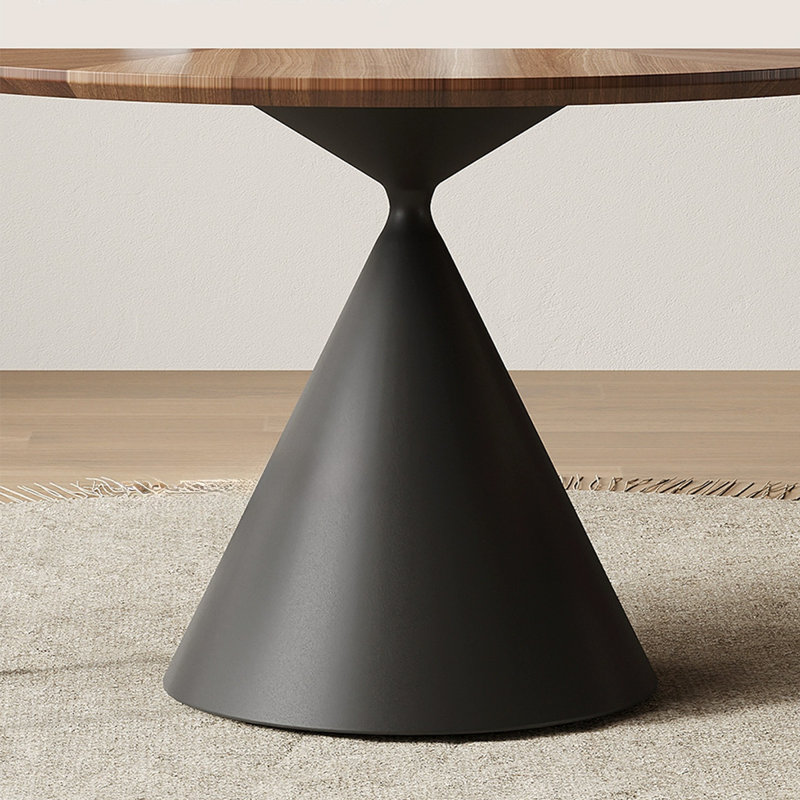 Table de salle à manger ronde en bois manufacturé noir et noyer, H 29,53 po x L 35,43 po x l 35,43 po