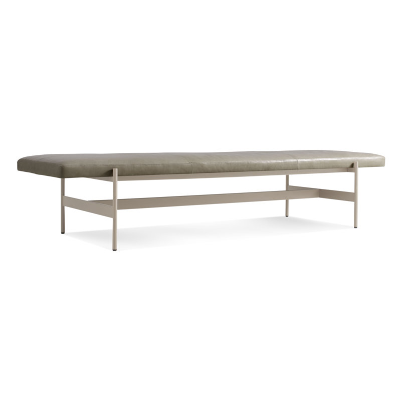 Daybench Leather Dining Bench, Putty, Grey, 14" H x 75" W x 24" D