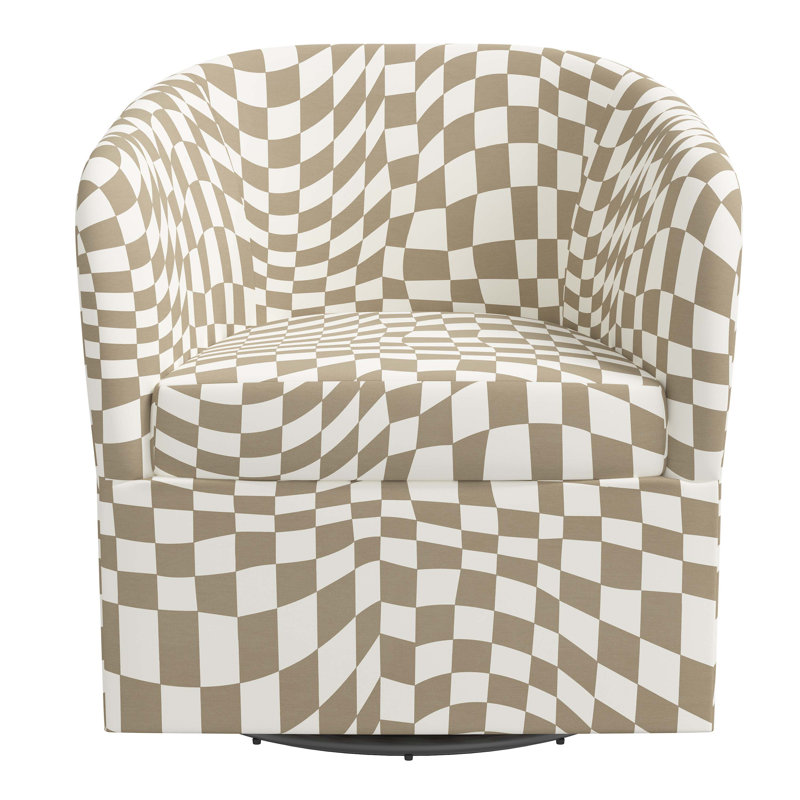 Chaise pivotante Lesia, Groovy brun clair à carreaux