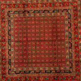 Hand-Knotted High-Quality Red Square Area Rug