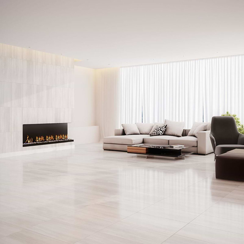 Nashville 12x24 Matte Travertine Look Porcelain Tile, White Polished