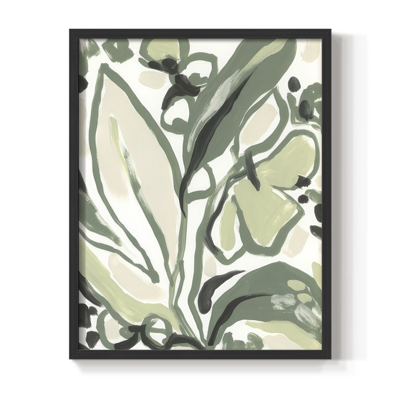 «Foliage Rhythm I», reproduction encadrée - bois massif, Noir, H 11 po x l 9 po