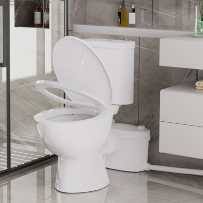 Système de toilette Upflush avec puissante pompe à macérateur 600 W, toilette macérante pour sous-sol