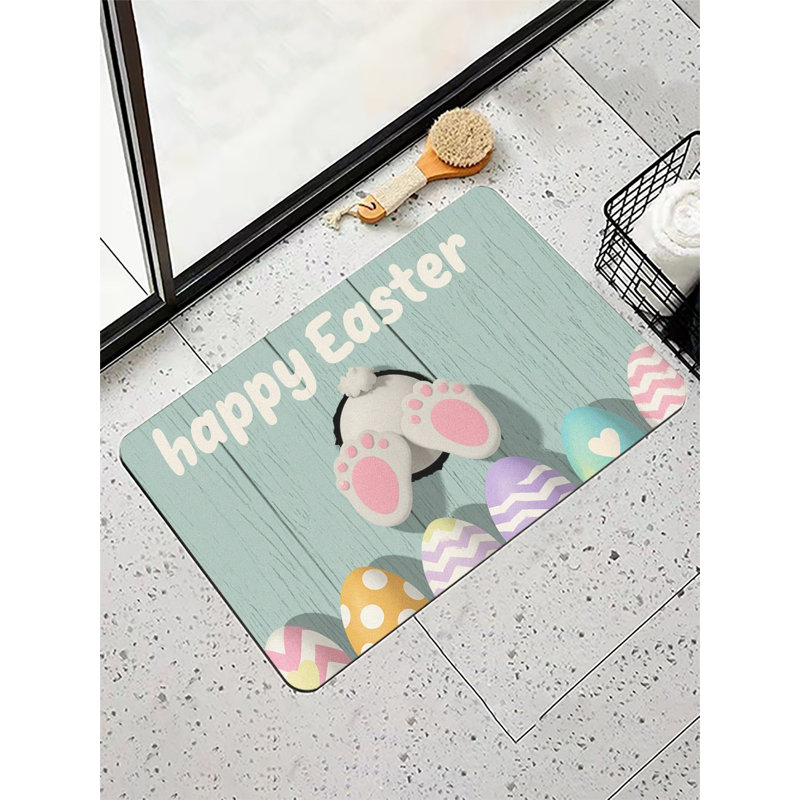 Easter Bunny Feet & Eggs Bath Mat, 36 x 24 inch