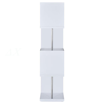White and Chrome 4-tier Bookcase