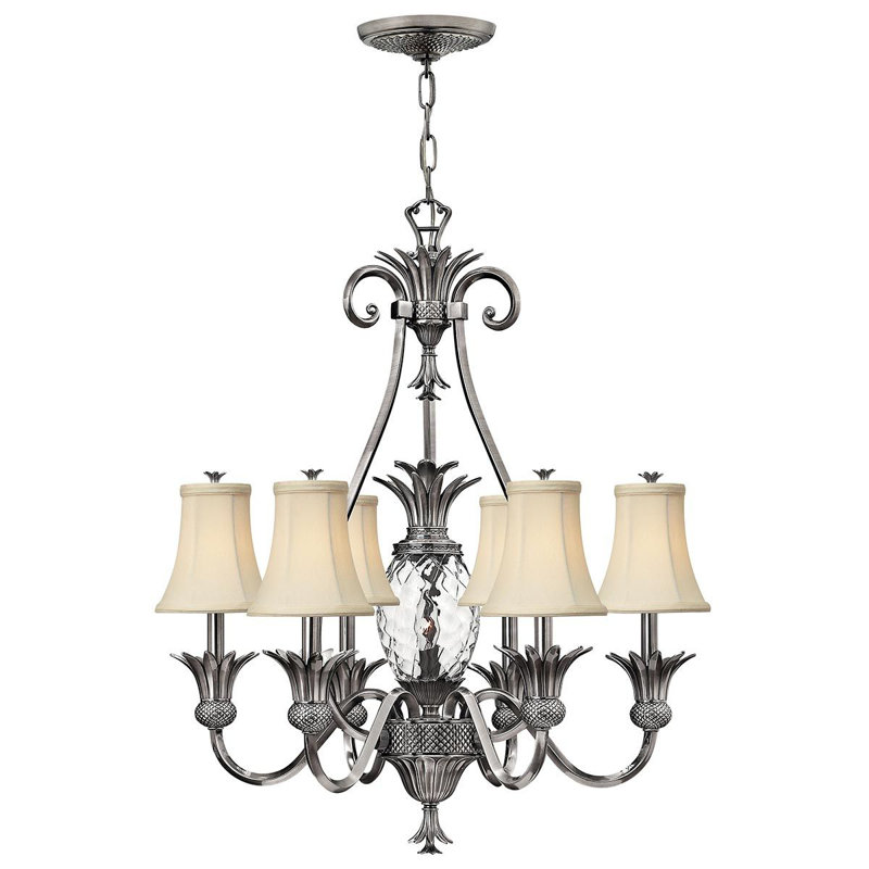 Barnesville 7 - Light Shaded Chandelier, Antique Nickel