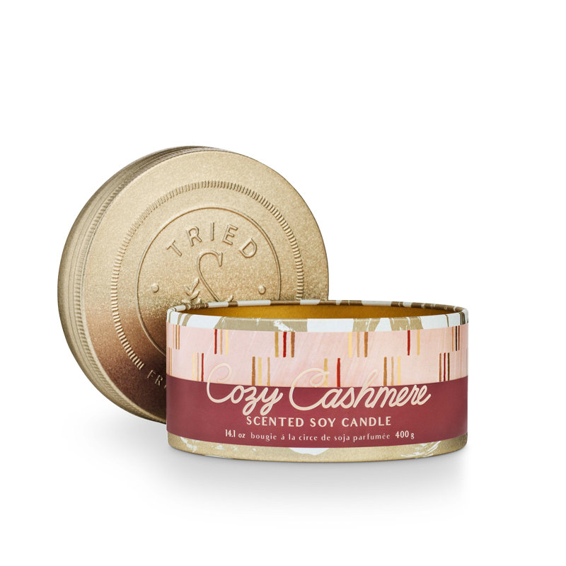 Grande bougie en cachemire Cozy & True, Grand fer-blanc